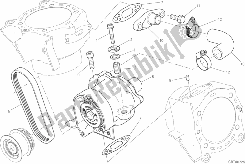 All parts for the Pompa Acqua of the Ducati Diavel Xdiavel S USA 1260 2016